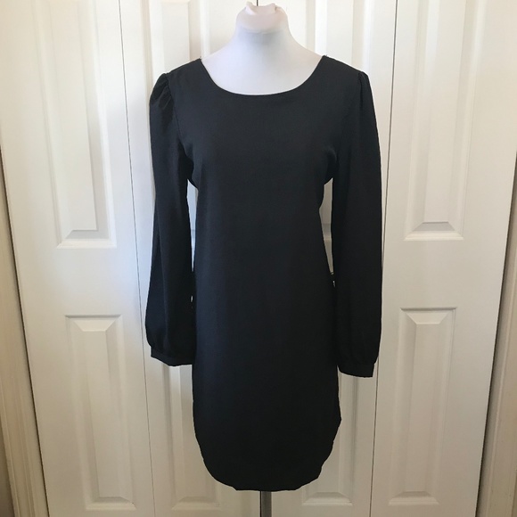 Cable & Gauge Dresses Cable Gauge Black Sheath Dress White Bow Back